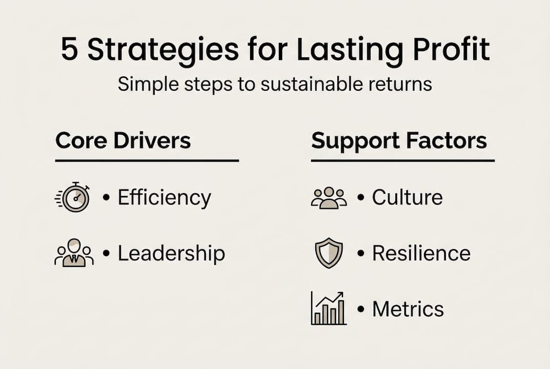 Infographic showing five keys for lasting profitability