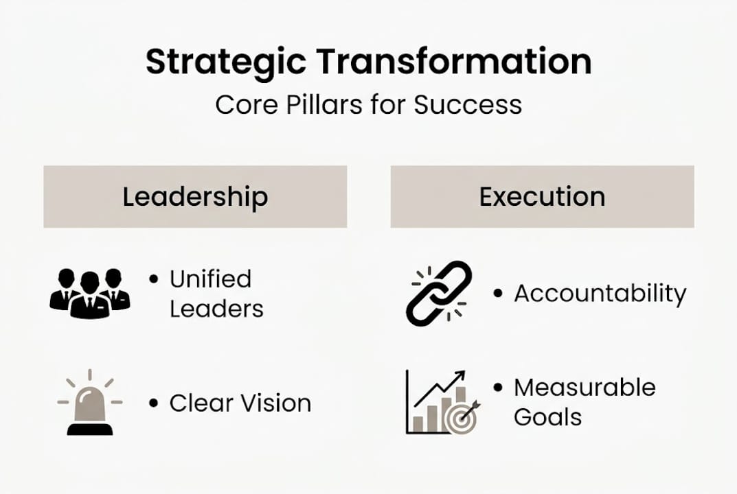 Infographic shows pillars of strategic transformation
