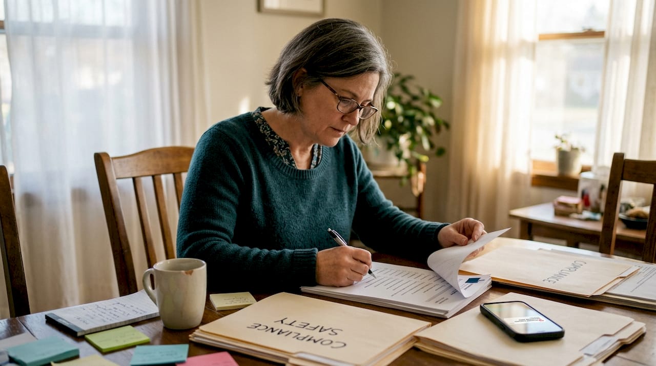 Property manager reviews water safety paperwork