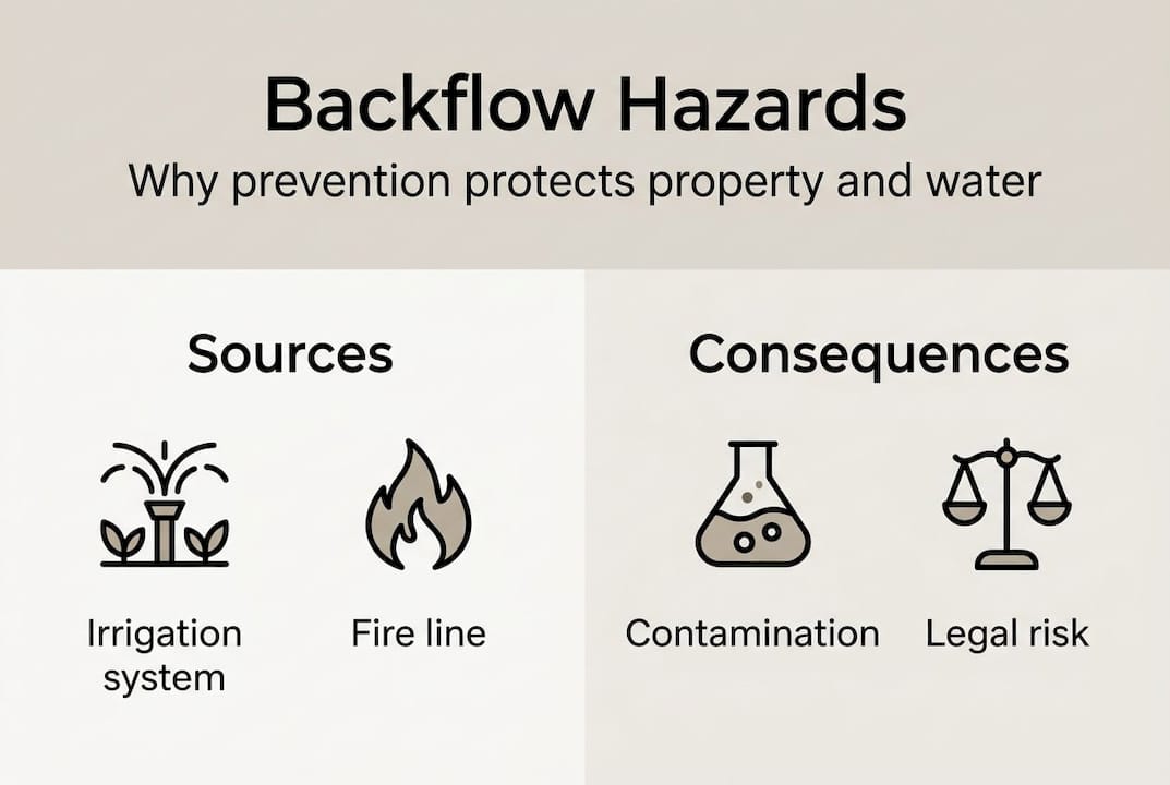 Infographic showing backflow sources and risks