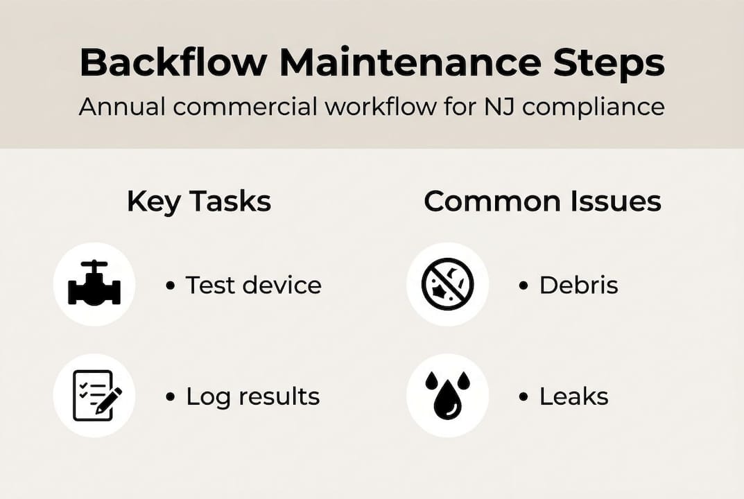 Infographic summarizing key backflow workflow steps