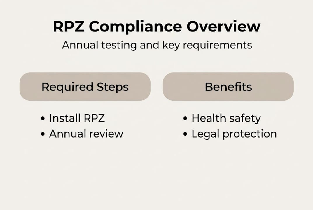 Infographic summarizing RPZ compliance steps and benefits
