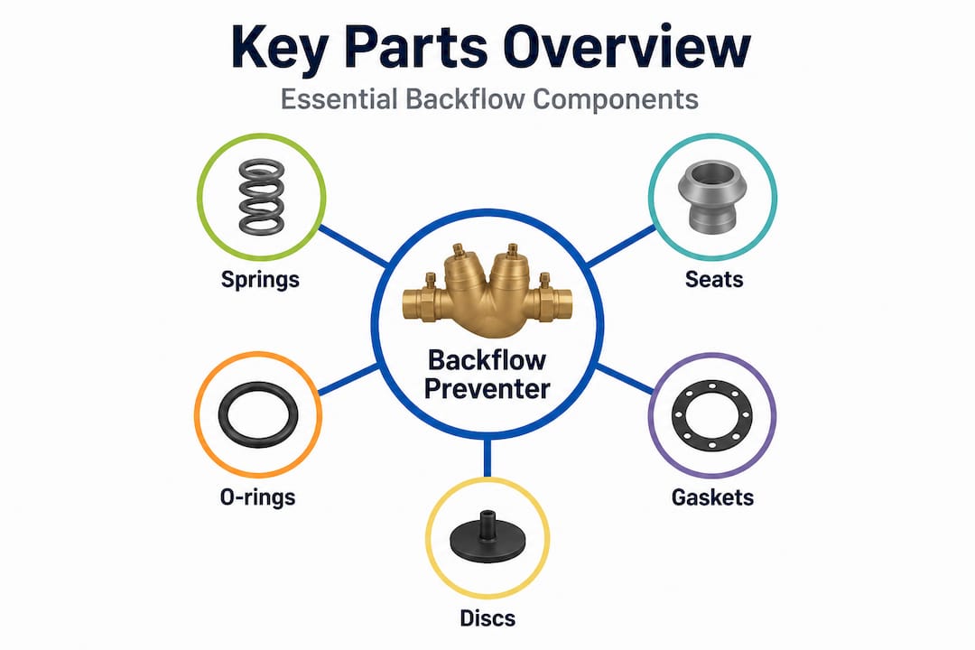 Hierarchy infographic of backflow preventer parts