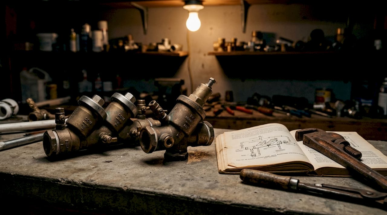 Detailed view of DCVA and RPZ backflow devices