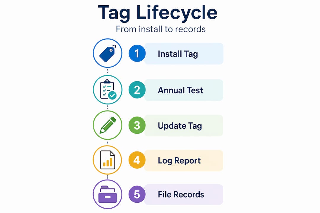 Infographic showing backflow tag process steps