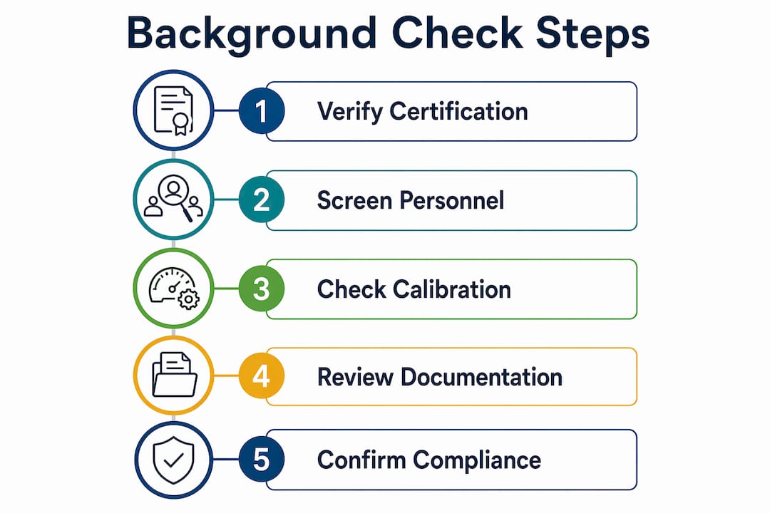 Infographic showing steps for backflow company background check