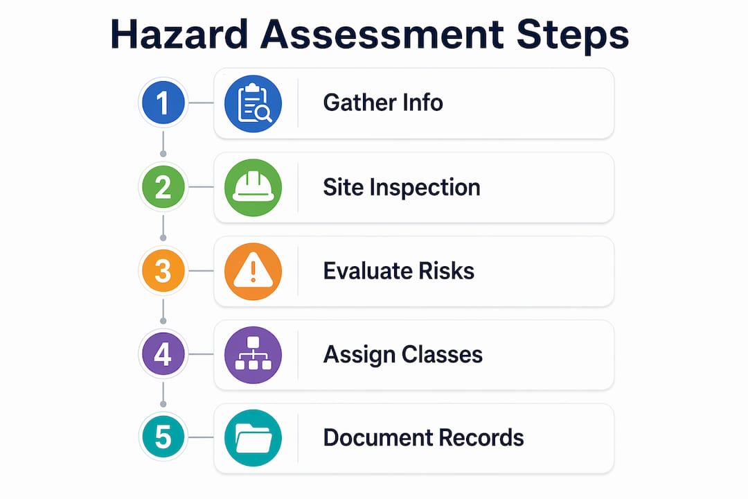 Infographic with key steps of backflow hazard assessment