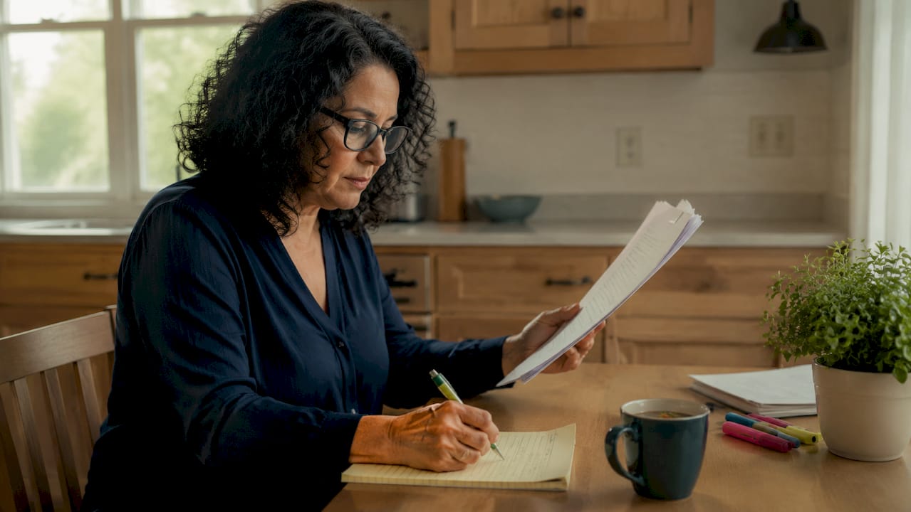 Woman reviewing backflow compliance paperwork