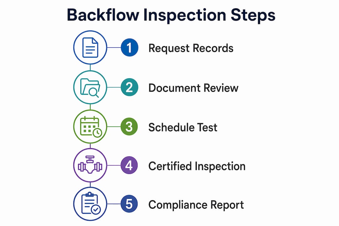 Infographic outlining backflow inspection steps in New Jersey