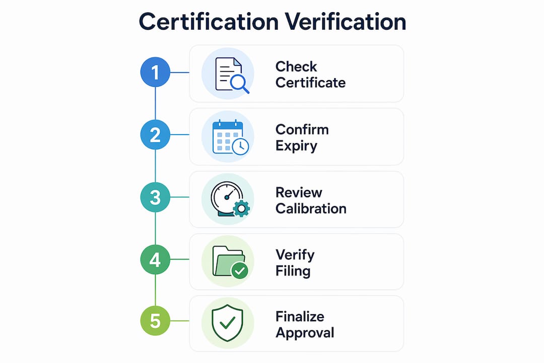 Infographic showing certification verification steps
