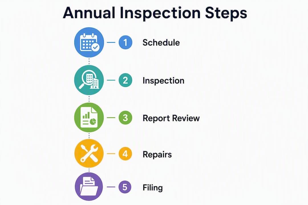 Infographic showing steps of annual inspection process