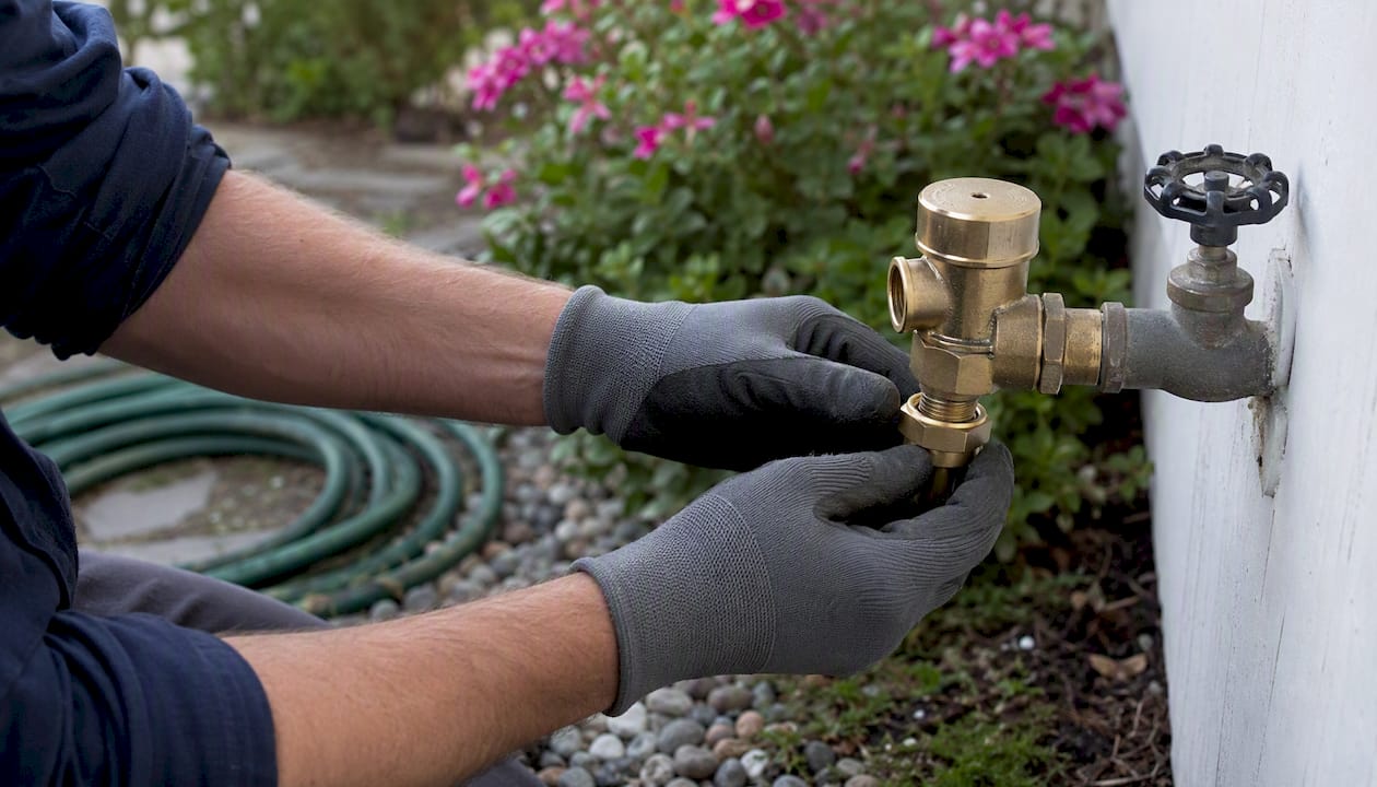 Install atmospheric vacuum breaker on outdoor faucet