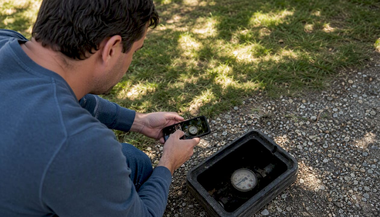 Taking photo of water meter face