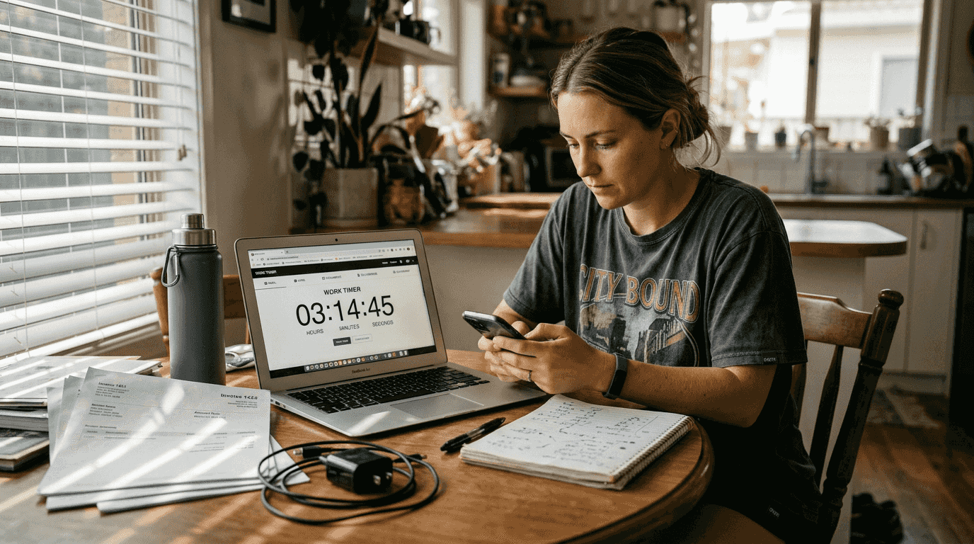 Freelancer tracks time for hourly billing
