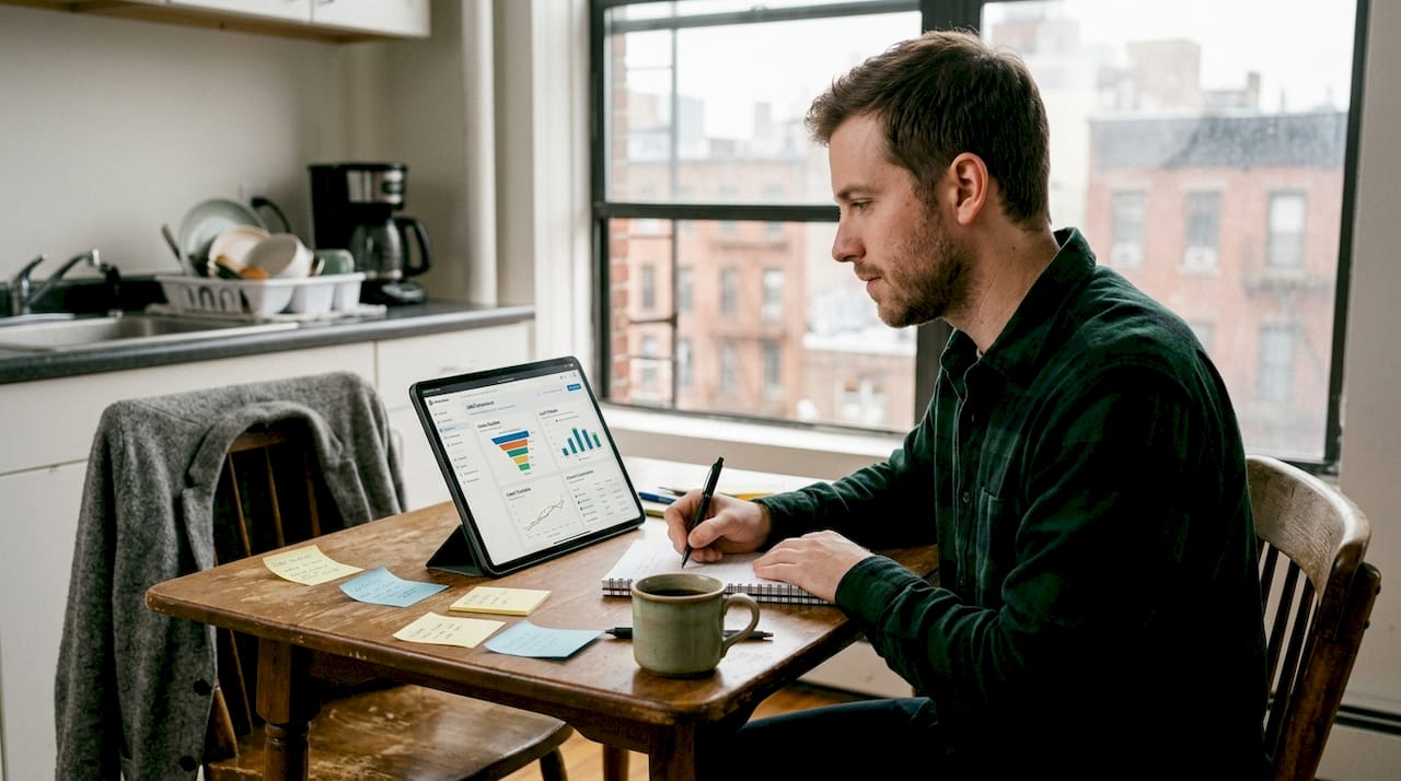 Freelancer adding client notes to pipeline
