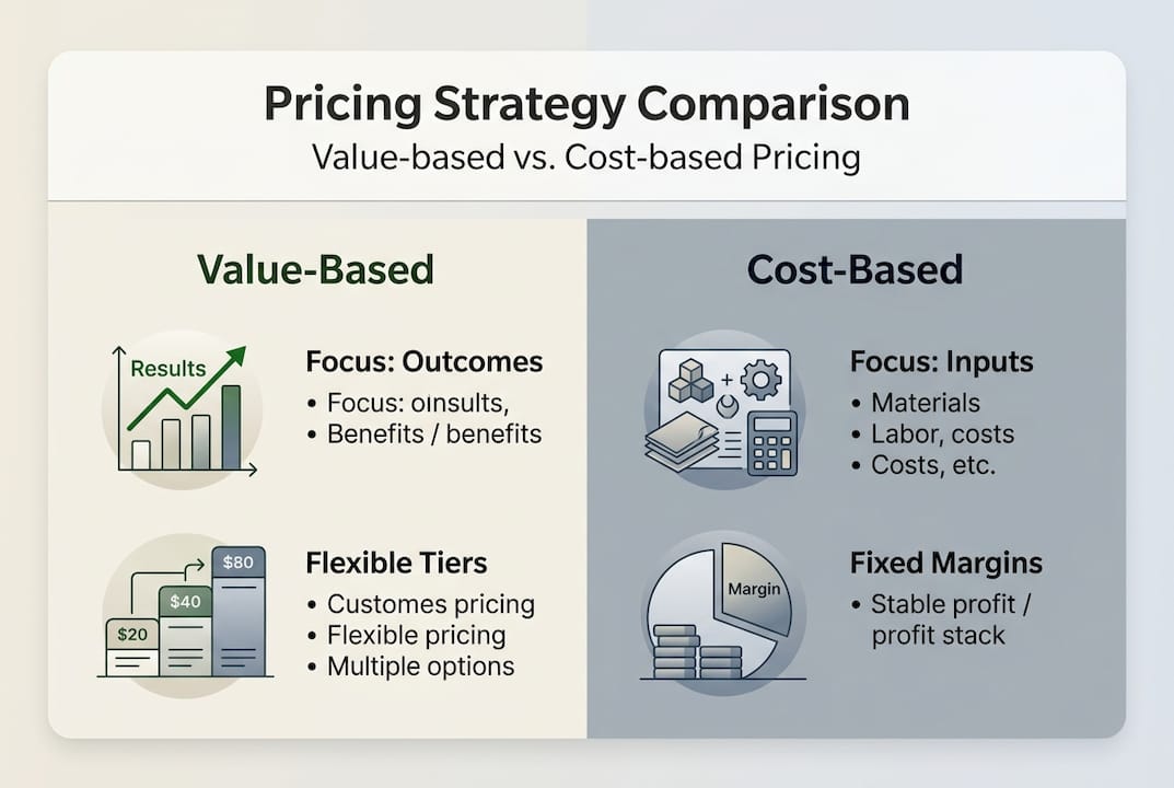 Infographic comparing value and cost-based pricing