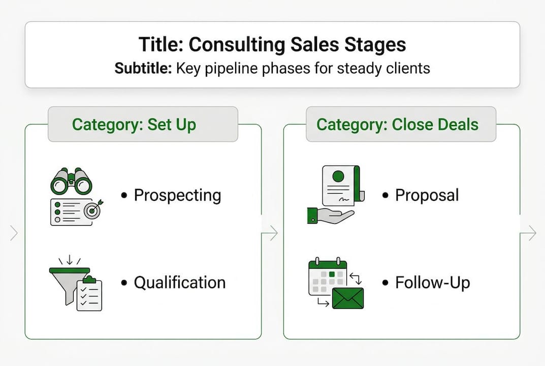 Infographic showing consulting sales pipeline steps