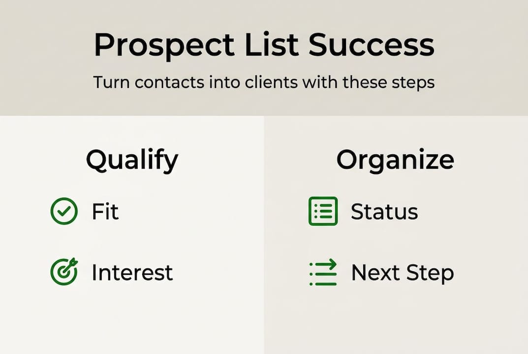 Infographic showing qualifying and organizing prospects