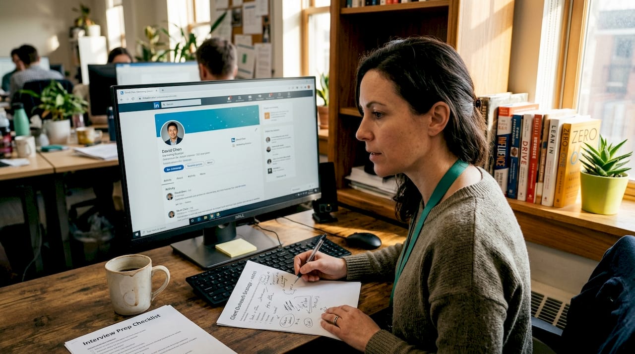 Consultant researching for personalized email outreach