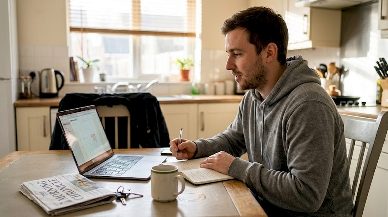 Freelancer on video call with client notes