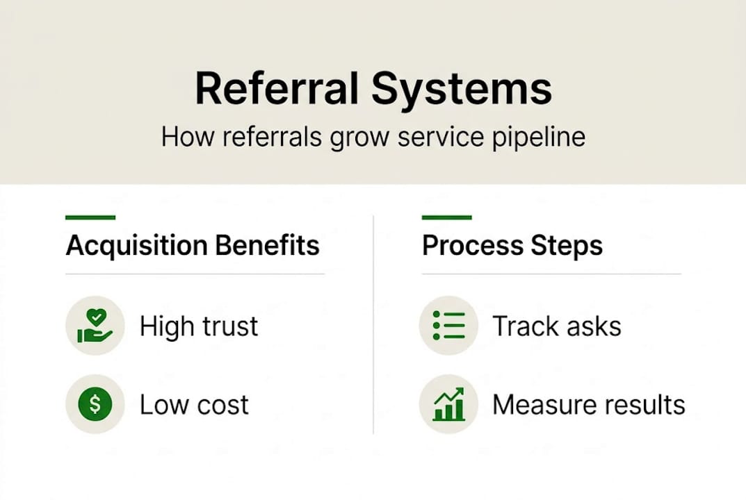 Infographic of referral system core steps