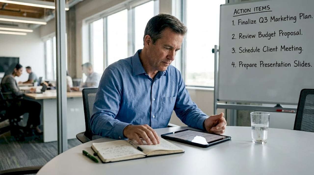 Consultant updating business proposal in workspace