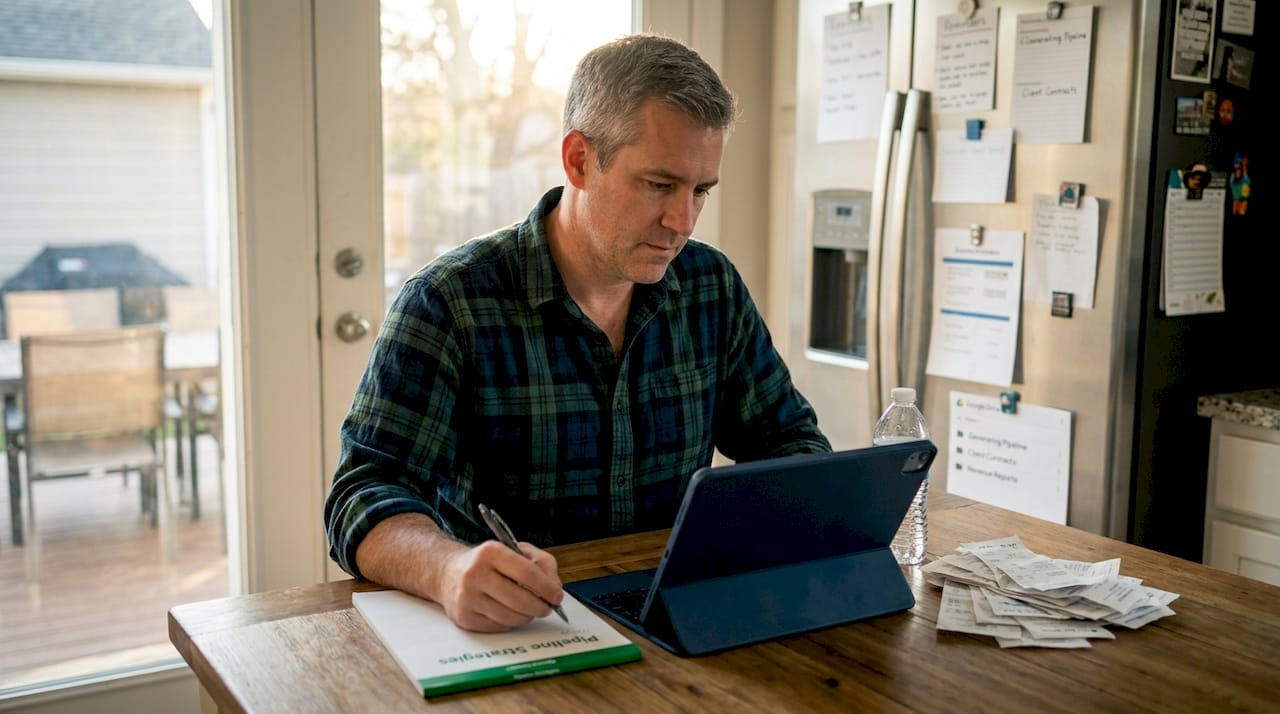 Business owner managing sales content files