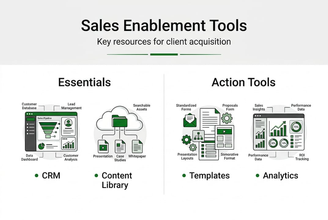 Infographic shows core sales enablement tools