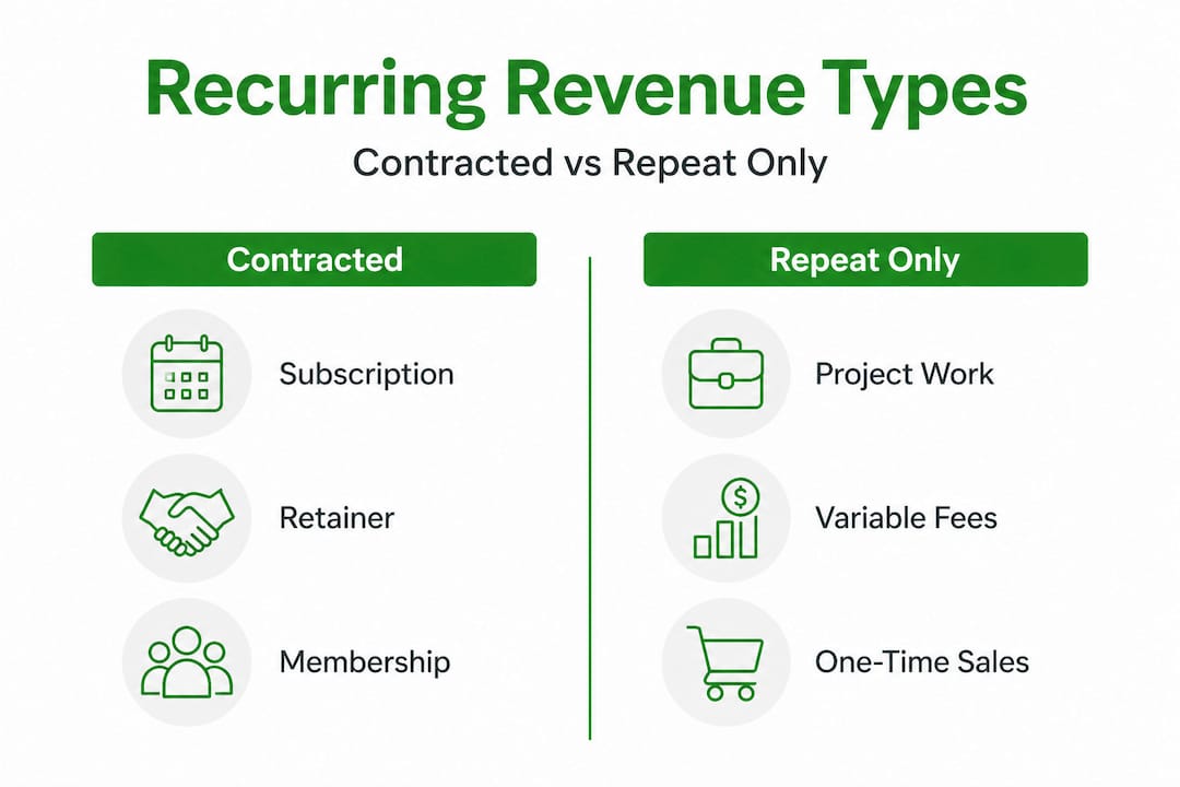 Infographic showing contracted versus repeat revenue types