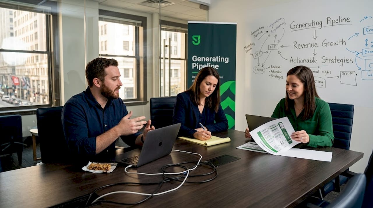 Team discusses outbound marketing strategy