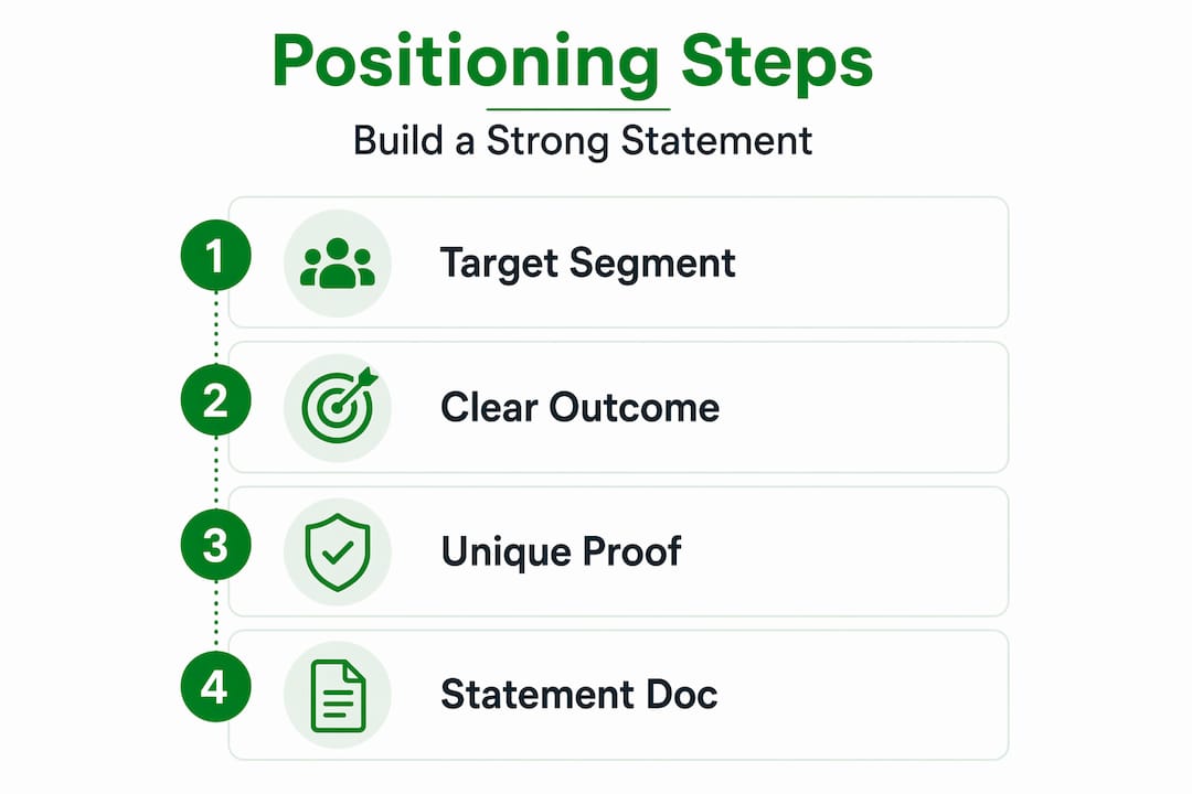 Infographic showing four positioning framework steps