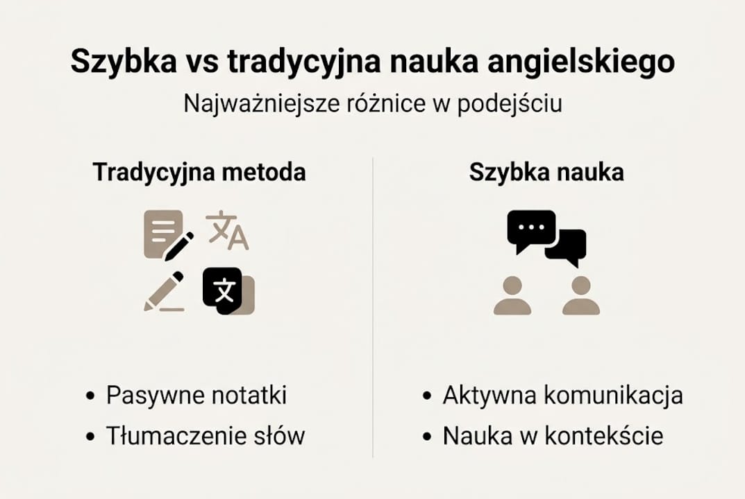 Infografika: błyskawiczna nauka angielskiego kontra tradycyjne metody