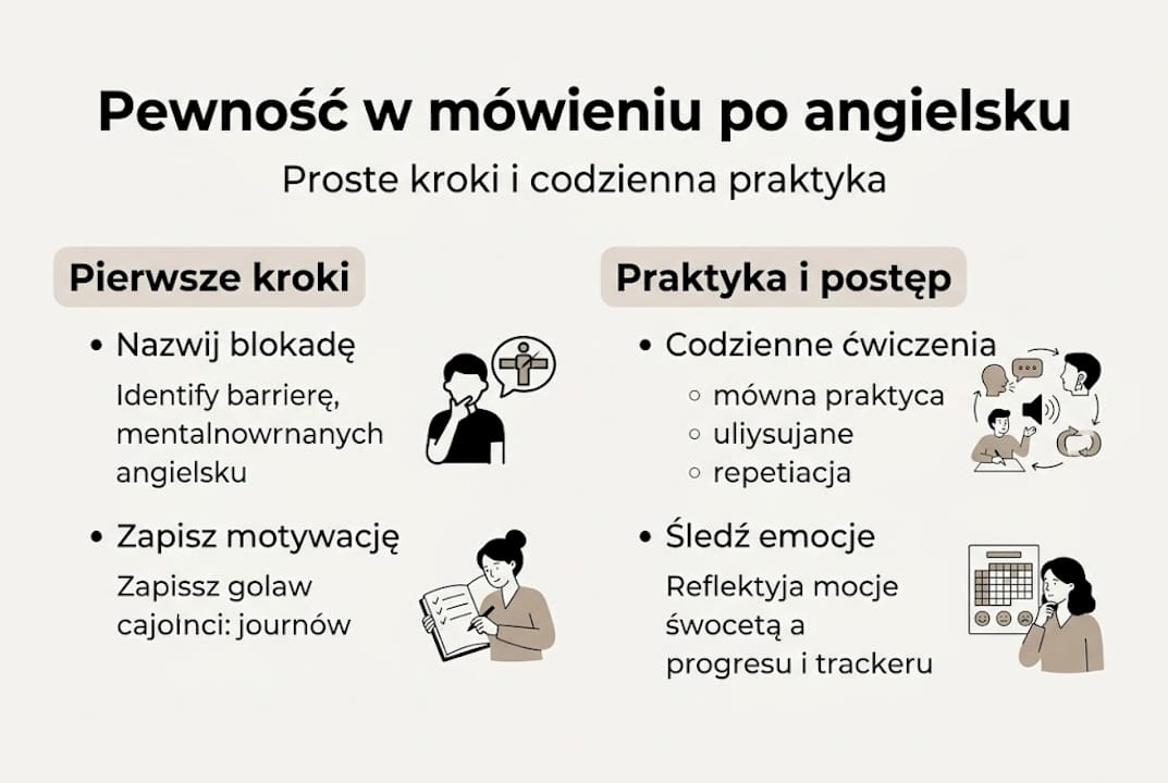 Infografika: jak krok po kroku nabrać pewności siebie w mówieniu