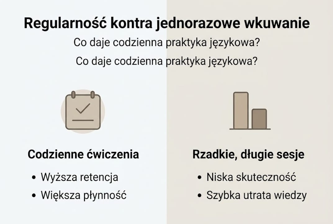 Infografika: dlaczego systematyczność w nauce języków przynosi najlepsze rezultaty