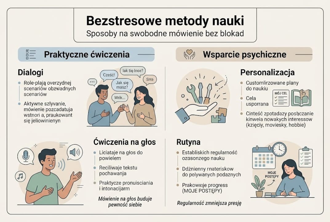 Infografika: Sposoby na naukę języka bez stresu