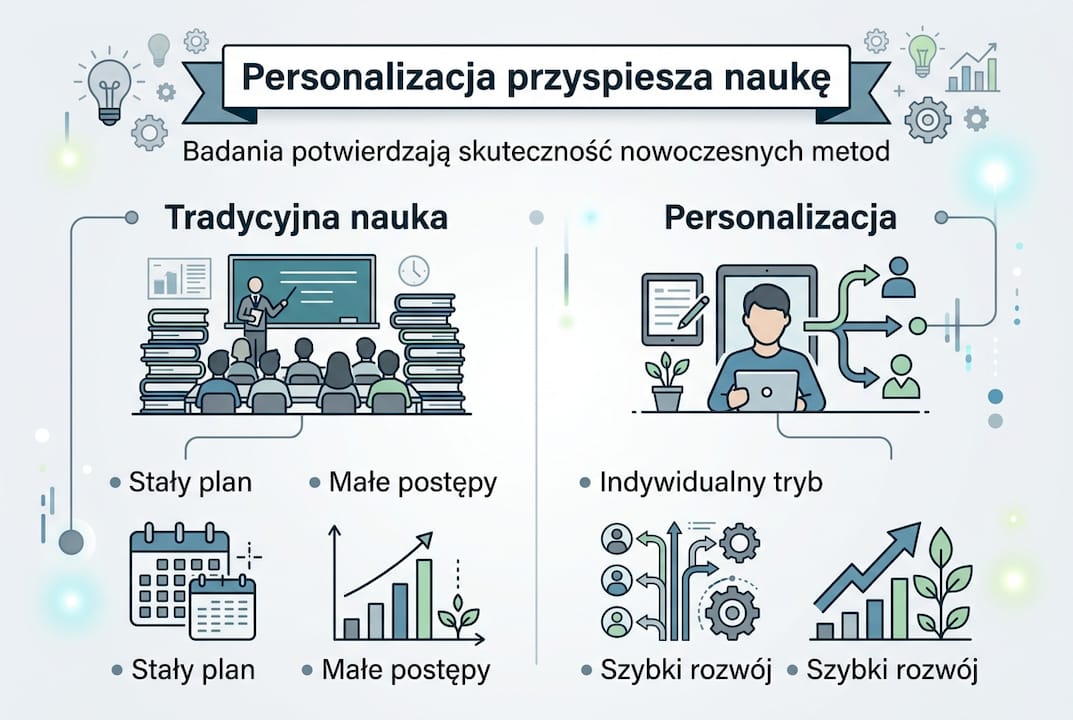 Infografika: zestawienie tradycyjnych metod nauczania z podejściem spersonalizowanym