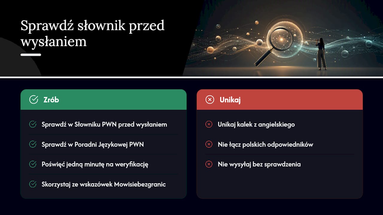 Krótka uwaga redakcyjna: dlaczego warto sprawdzać słownik przy formalnych dokumentach — overview diagram
