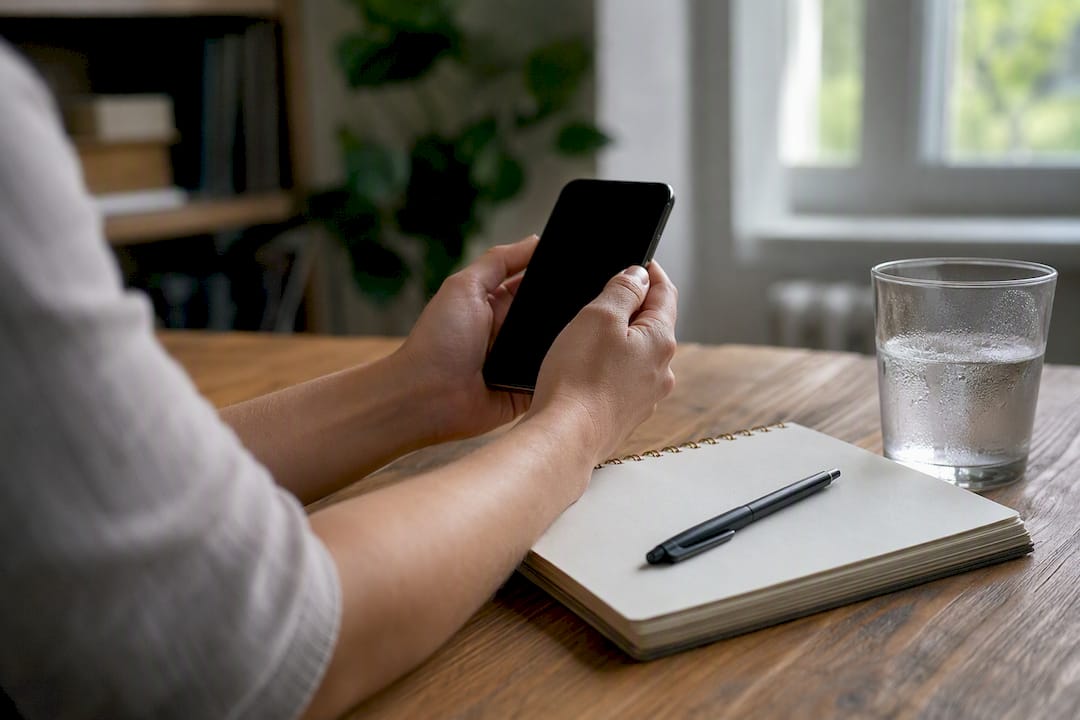 Dłonie trzymające smartfon gotowy do ćwiczeń mówienia