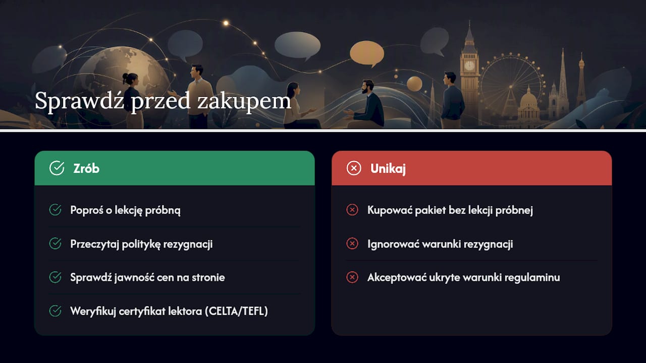 Ile kosztuje lekcja z native speakerem — overview diagram