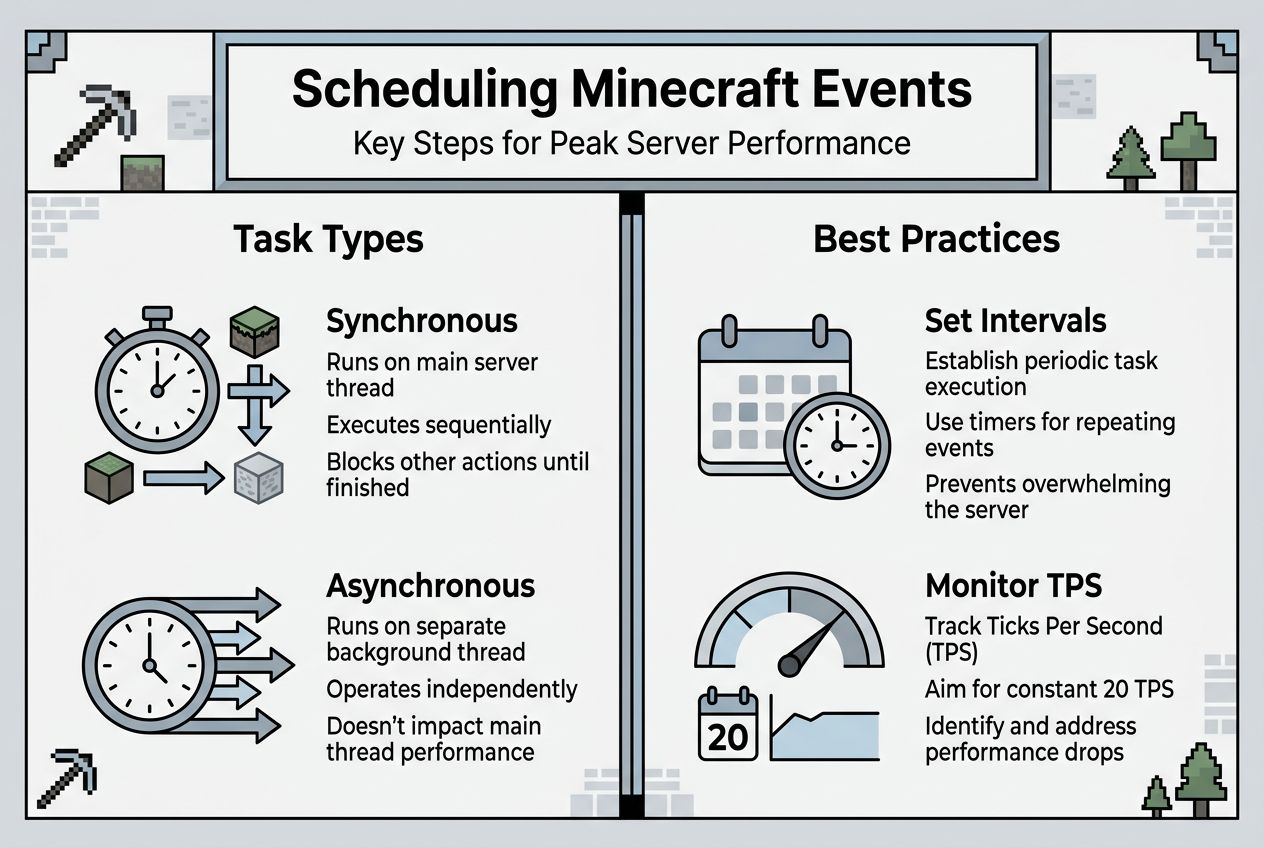 Infographic showing Minecraft event scheduling workflow