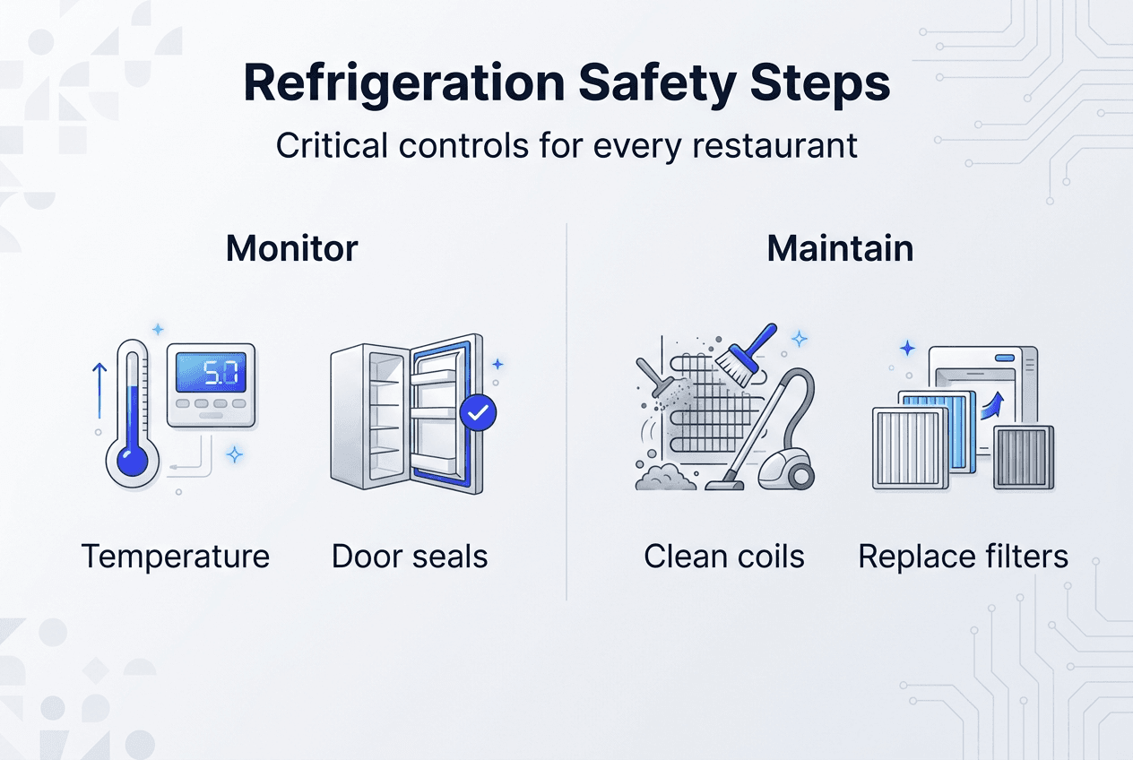 Infographic of key refrigeration safety steps
