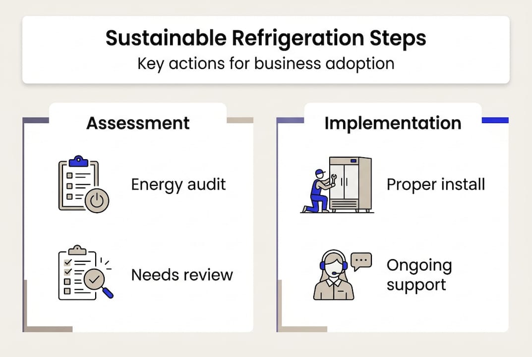 Infographic showing sustainable refrigeration steps