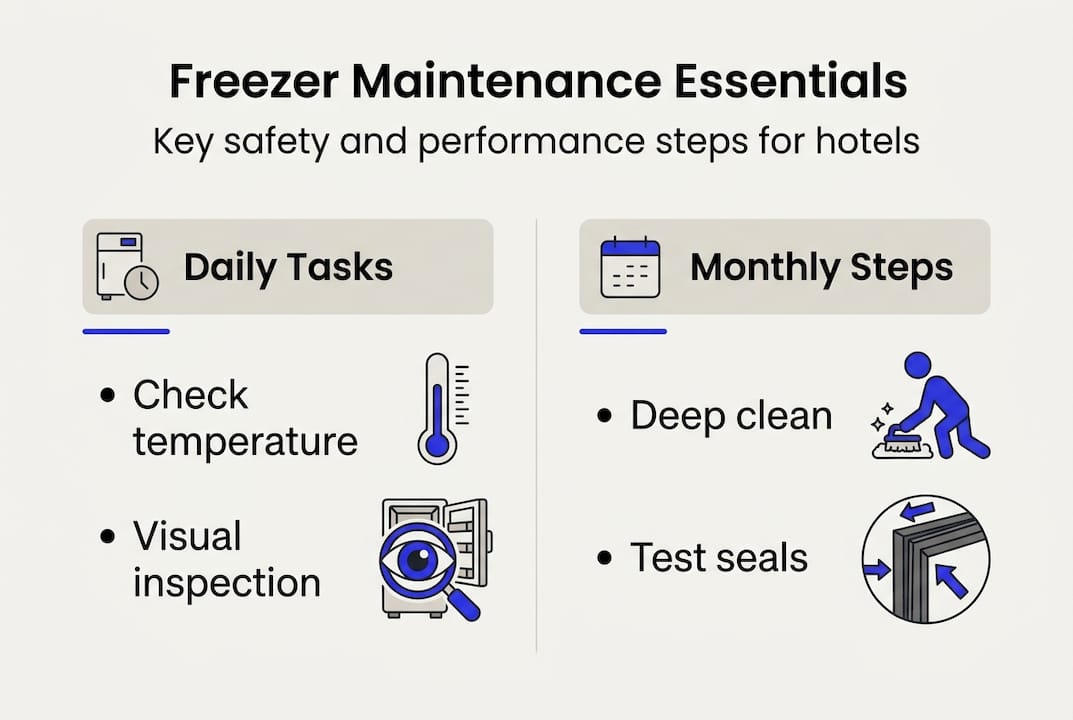 Infographic of hotel freezer maintenance routines