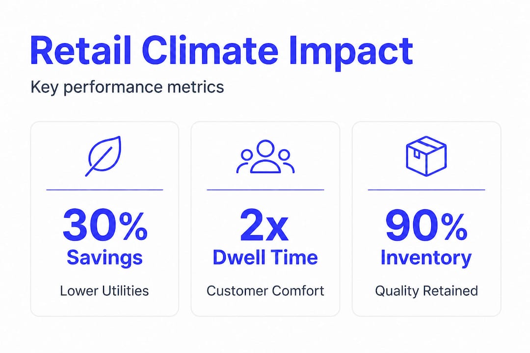 Retail climate control benefits metrics infographic