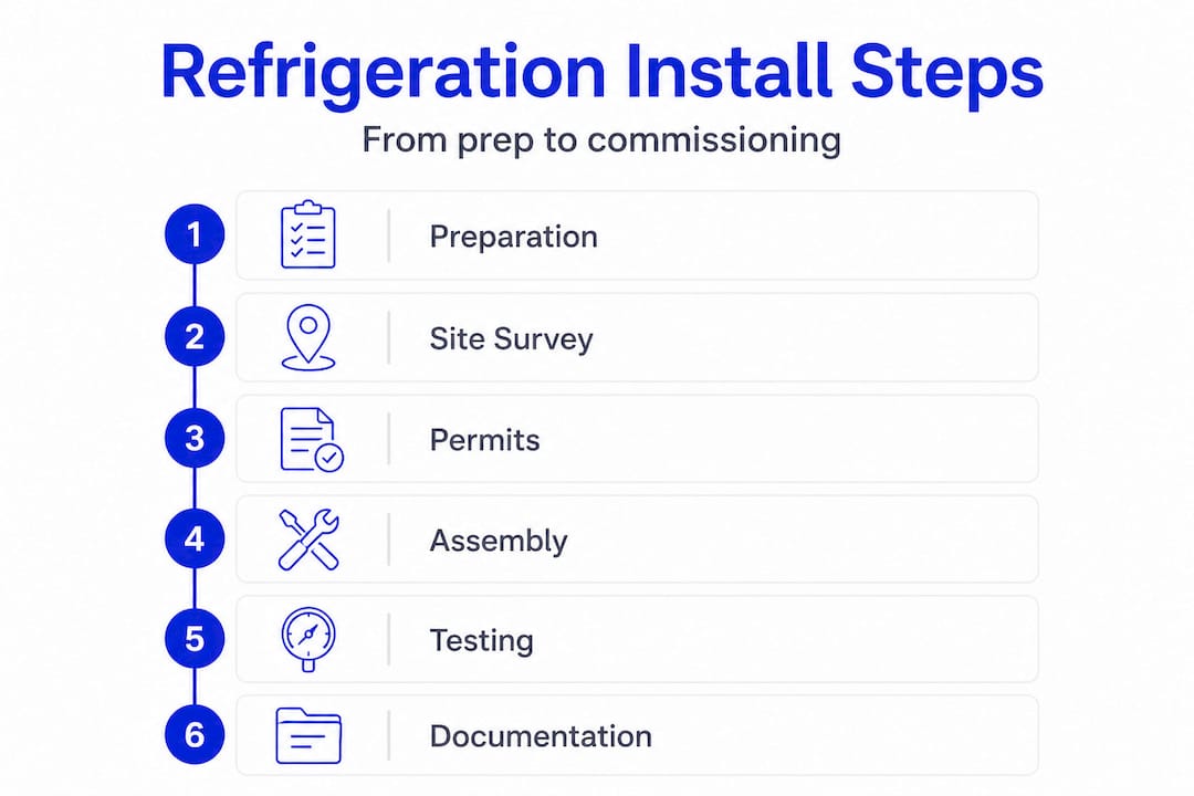 Infographic shows refrigeration installation steps