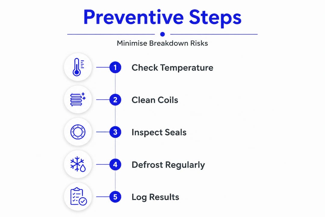 Infographic listing preventive refrigeration maintenance steps