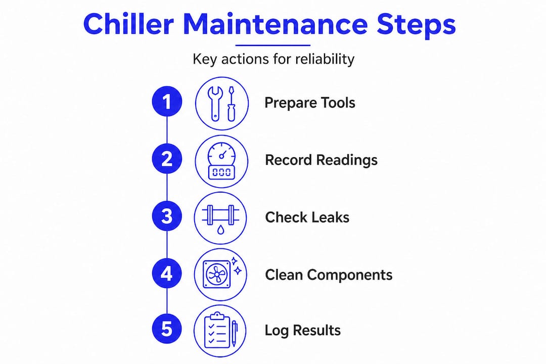 Vertical flow infographic showing chiller maintenance steps