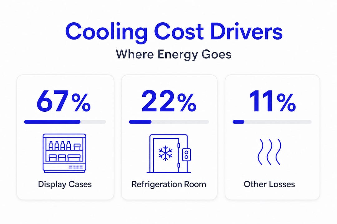 Infographic showing key retail cooling cost drivers
