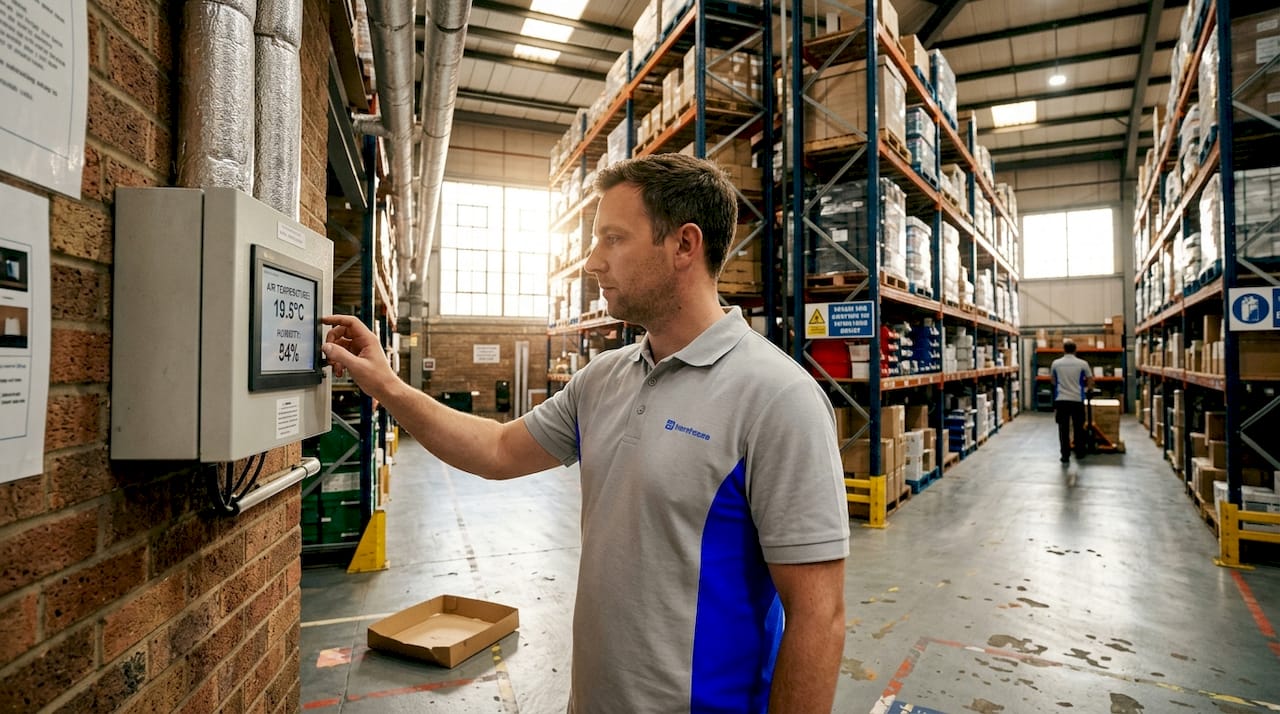 Warehouse supervisor uses climate system controls
