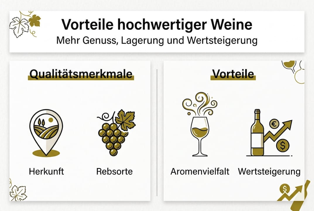 Infografik: Die wichtigsten Vorteile von Qualitätsweinen auf einen Blick